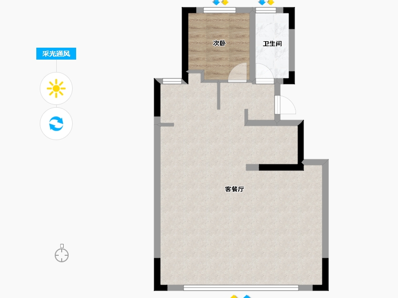 山东省-青岛市-华新园·珠山玥府-63.49-户型库-采光通风