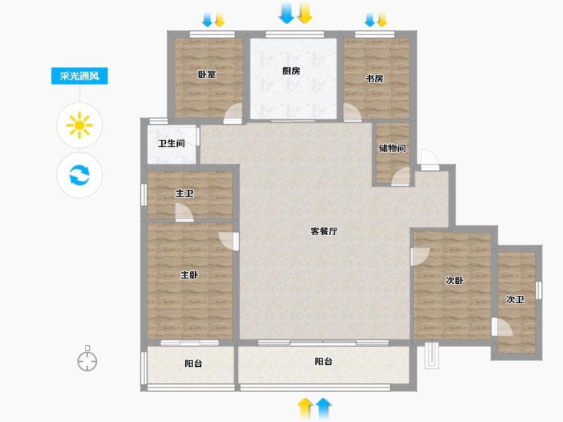 浙江省-宁波市-江盈府-136.32-户型库-采光通风