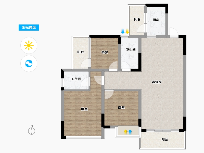 四川省-成都市-川网国际花园-94.75-户型库-采光通风