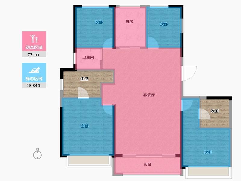 山东省-济南市-绿地海珀澜庭-138.00-户型库-动静分区