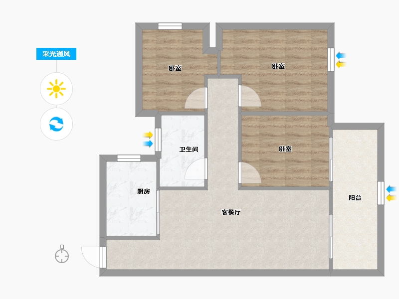 云南省-昆明市-能建·未来城-72.58-户型库-采光通风