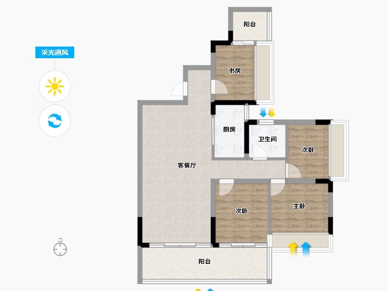 云南省-曲靖市-愿景水岸学府-90.34-户型库-采光通风