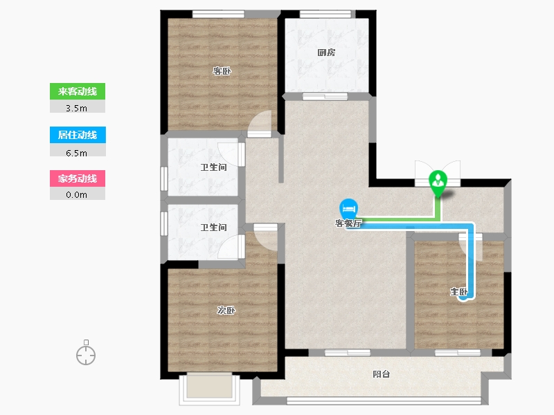 陕西省-西安市-富惠∙鹿鸣湾-101.21-户型库-动静线