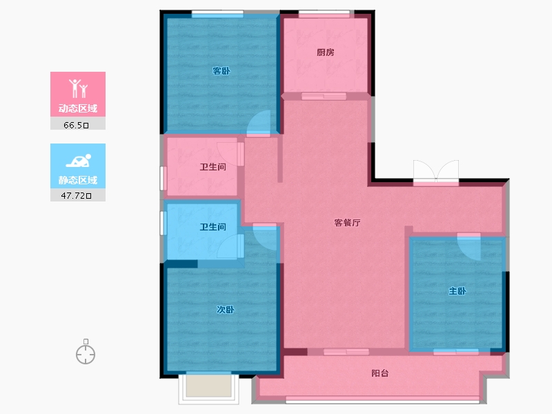 陕西省-西安市-富惠∙鹿鸣湾-101.21-户型库-动静分区