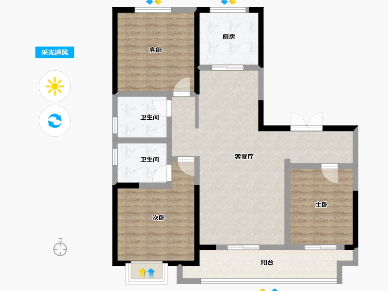 陕西省-西安市-富惠∙鹿鸣湾-101.21-户型库-采光通风