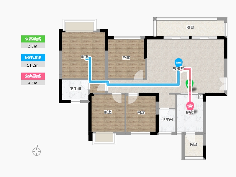 四川省-成都市-川网国际花园-104.95-户型库-动静线