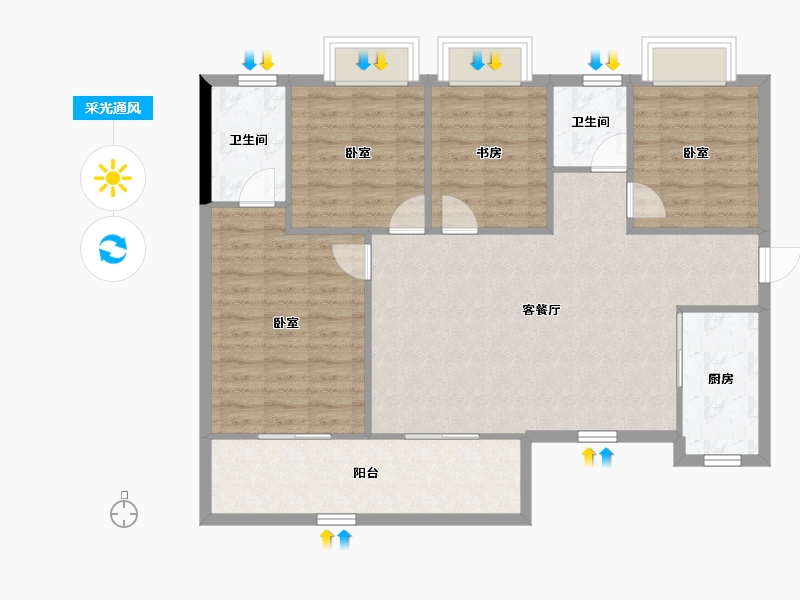 四川省-成都市-保利璟园-102.77-户型库-采光通风