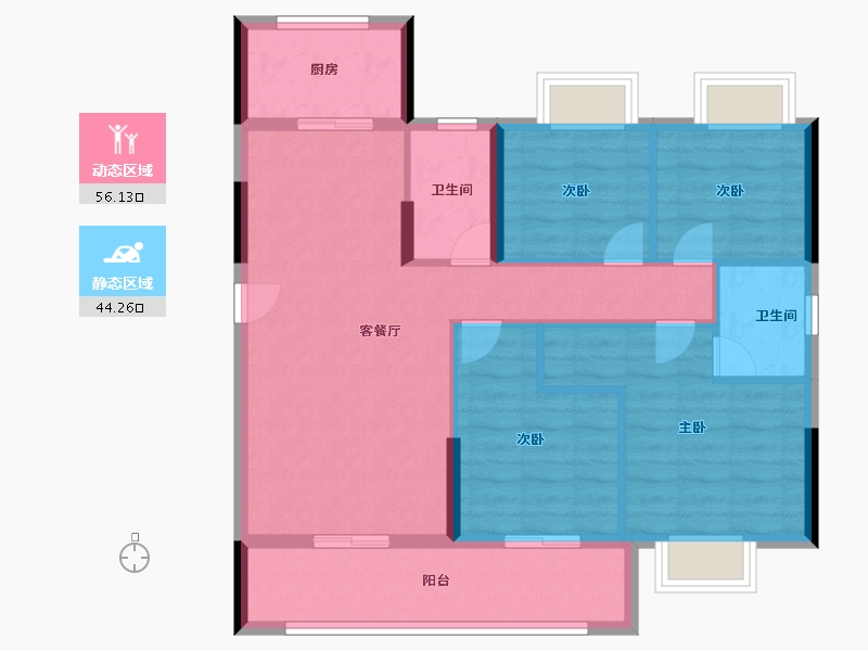 福建省-泉州市-福建一建桃源世家-90.00-户型库-动静分区