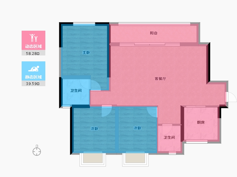 贵州省-遵义市-阳光城溪山悦-88.00-户型库-动静分区