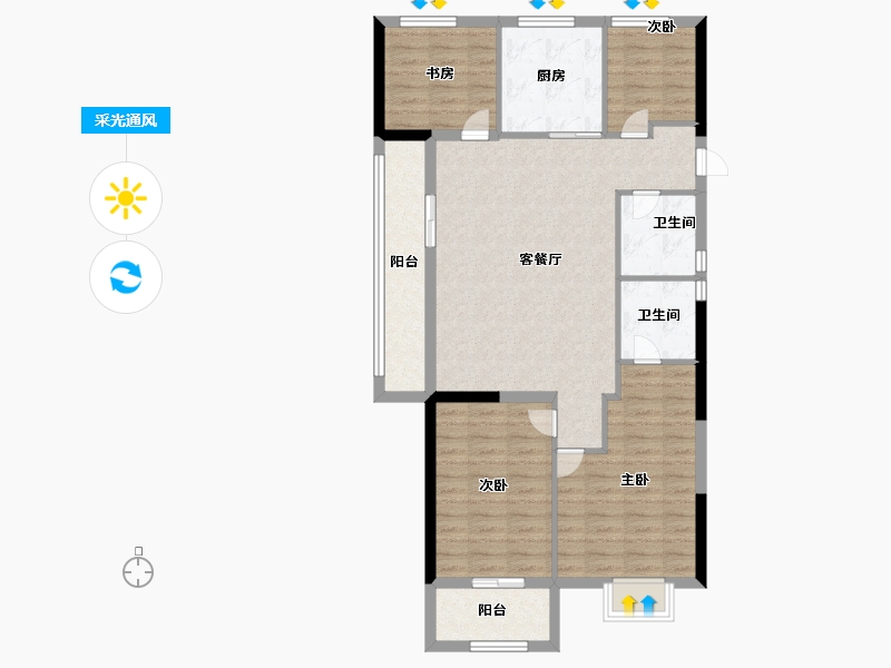 浙江省-绍兴市-碧桂园棠樾府-100.00-户型库-采光通风