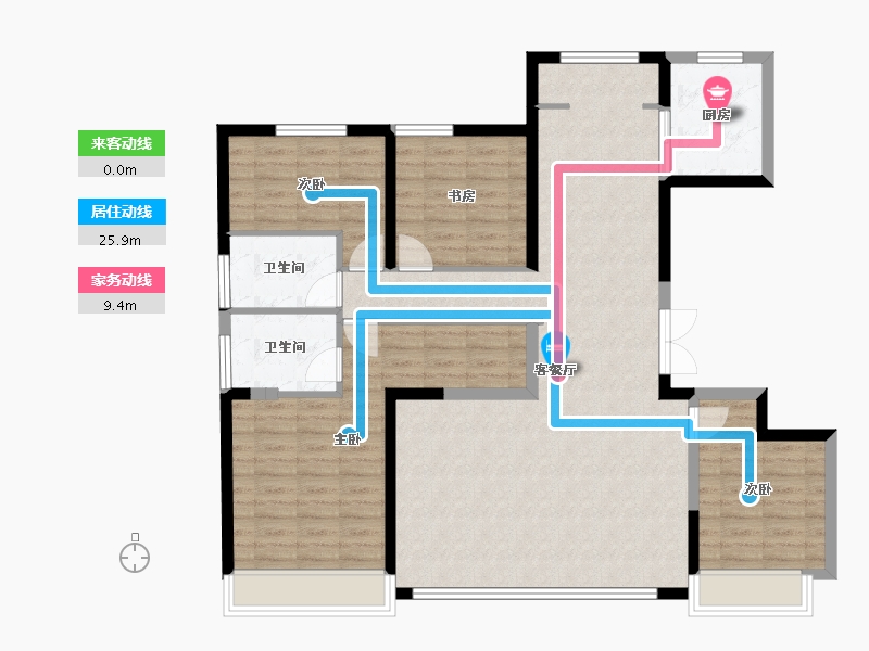 陕西省-西安市-中旅名门府-119.13-户型库-动静线