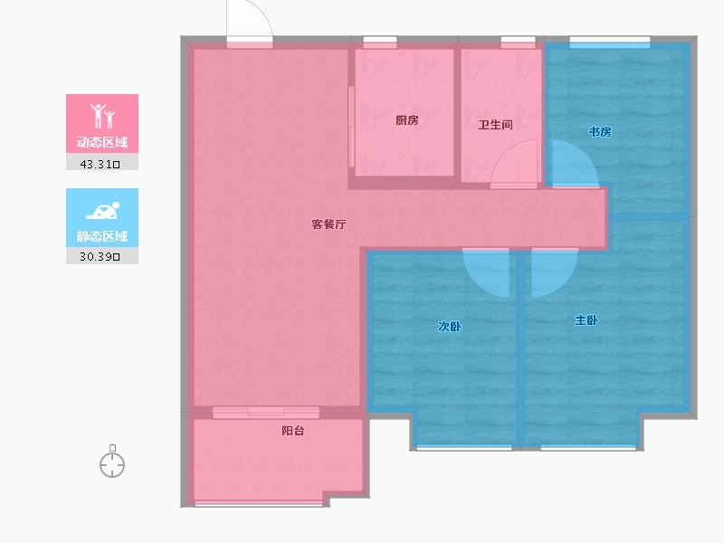 浙江省-宁波市-光映和府-66.75-户型库-动静分区