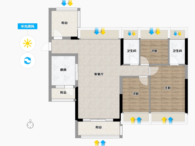 广东省-清远市-新亚荔苑-89.00-户型库-采光通风