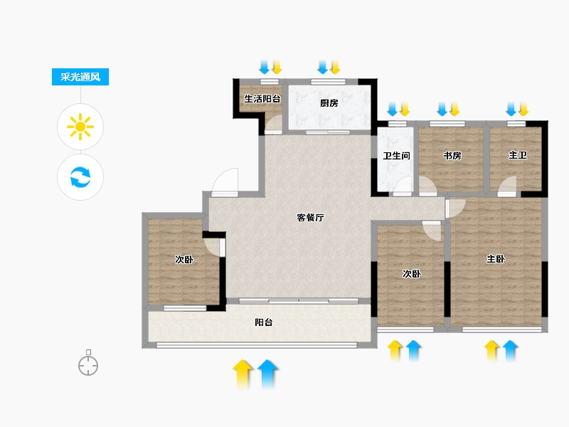 浙江省-嘉兴市-绿城·锦玉园-131.25-户型库-采光通风