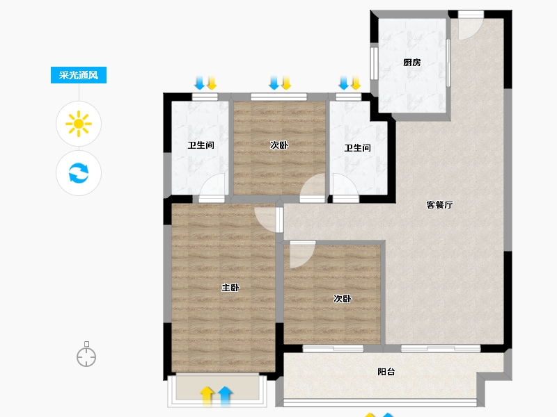 陕西省-榆林市-德通·葭州府-95.06-户型库-采光通风