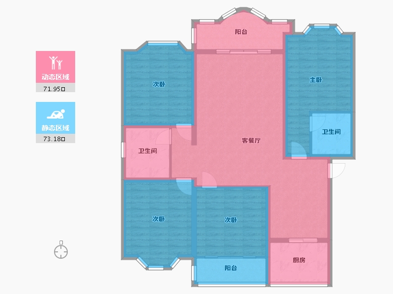 浙江省-金华市-时代花园-130.00-户型库-动静分区