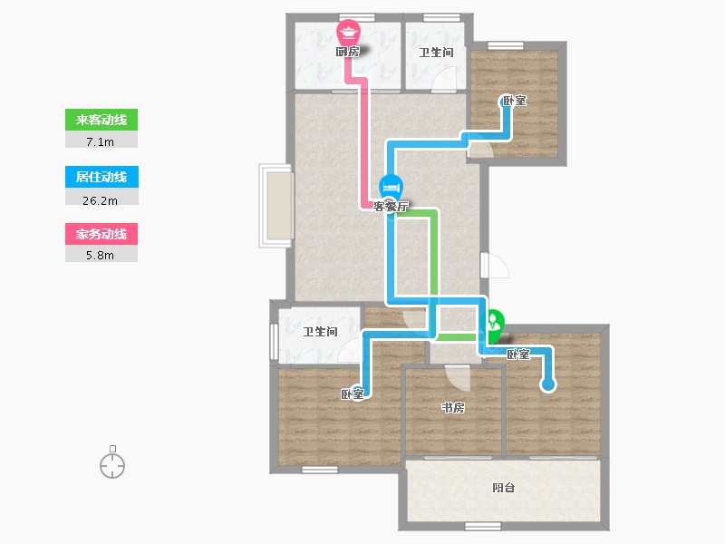 浙江省-杭州市-启歆府-110.78-户型库-动静线