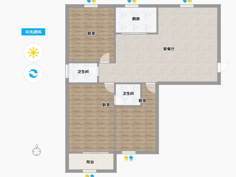 河南省-南阳市-长安福邸-112.68-户型库-采光通风