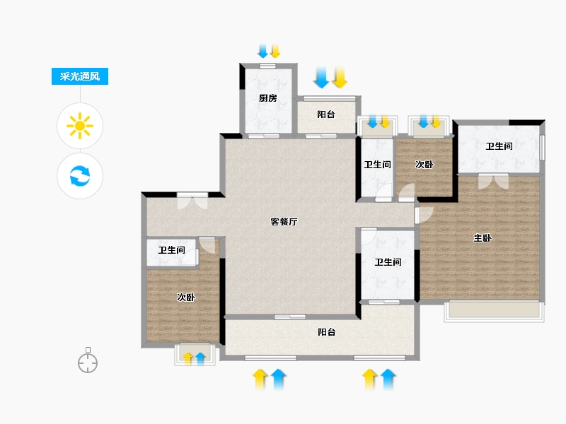 广东省-佛山市-保利灯湖天珺-176.78-户型库-采光通风