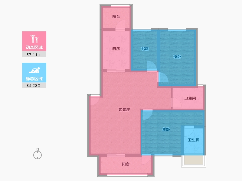 四川省-成都市-钱江凤凰城-85.37-户型库-动静分区