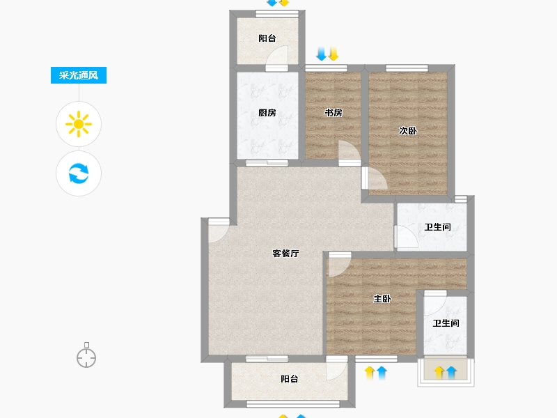 四川省-成都市-钱江凤凰城-85.37-户型库-采光通风