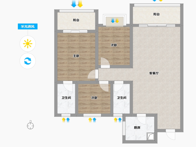 山西省-晋中市-太谷房产福盛苑南区项目部-91.00-户型库-采光通风