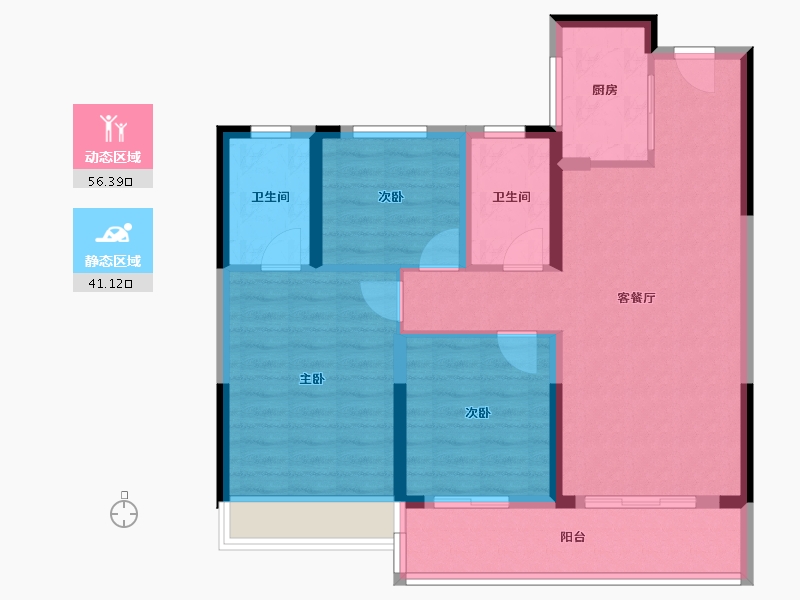 浙江省-台州市-德信·观澜府-87.20-户型库-动静分区