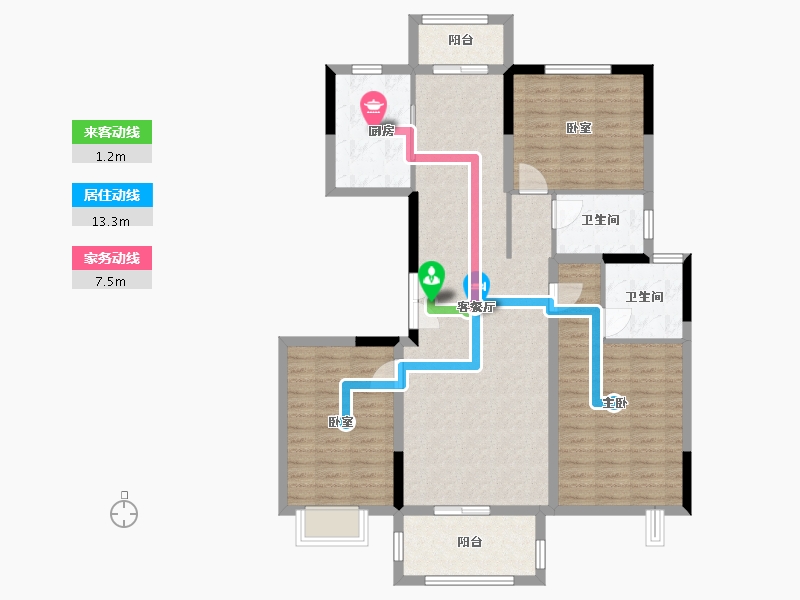 江苏省-泰州市-嘉美珑园-106.16-户型库-动静线