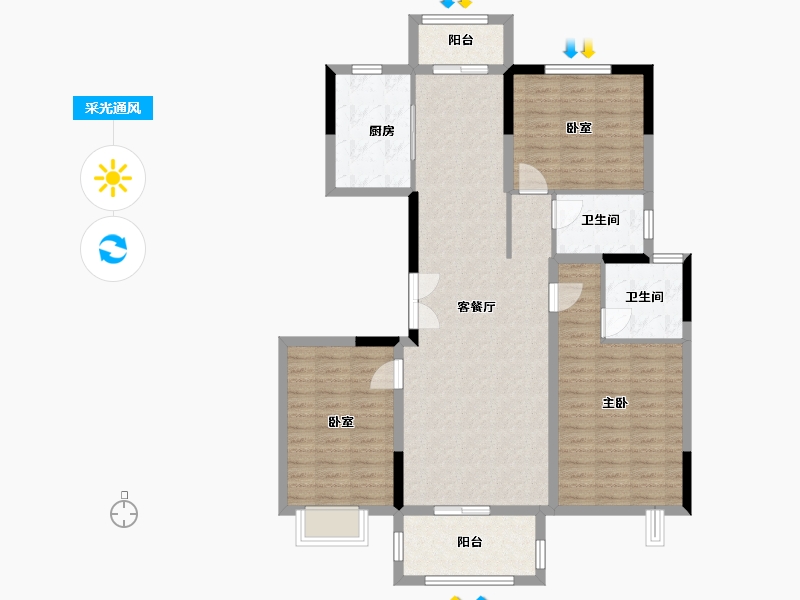 江苏省-泰州市-嘉美珑园-106.16-户型库-采光通风