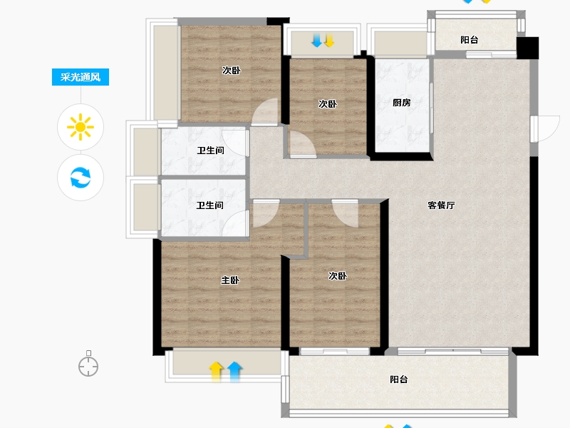 广东省-中山市-锦绣海湾城-114.40-户型库-采光通风