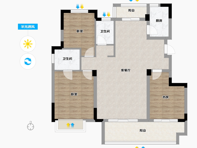 安徽省-滁州市-南崇和悦城三期崇园-92.01-户型库-采光通风