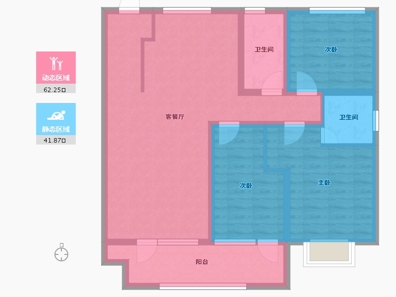 山东省-青岛市-珠山塾院-92.43-户型库-动静分区