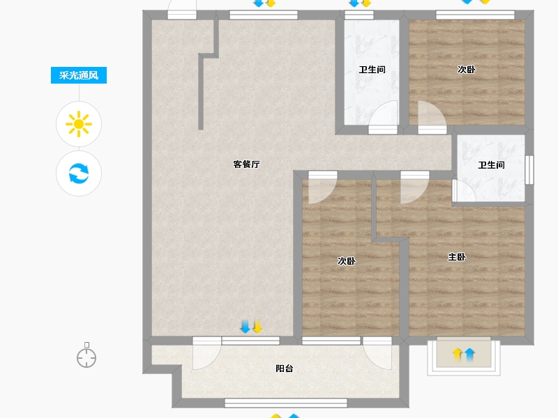 山东省-青岛市-珠山塾院-92.43-户型库-采光通风