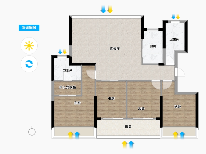 浙江省-台州市-中盛悦江府-104.00-户型库-采光通风