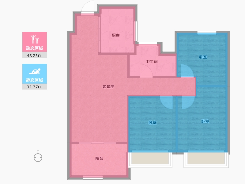 安徽省-合肥市-国贸璟原-72.58-户型库-动静分区