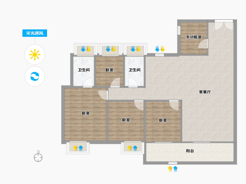 广东省-佛山市-保利灯湖天珺-114.03-户型库-采光通风