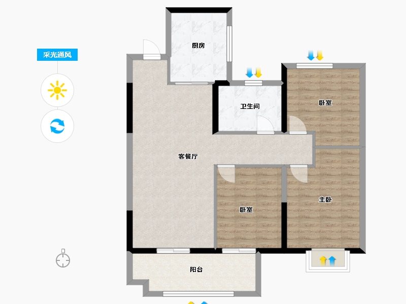 湖南省-岳阳市-海伦堡海乐城-94.69-户型库-采光通风