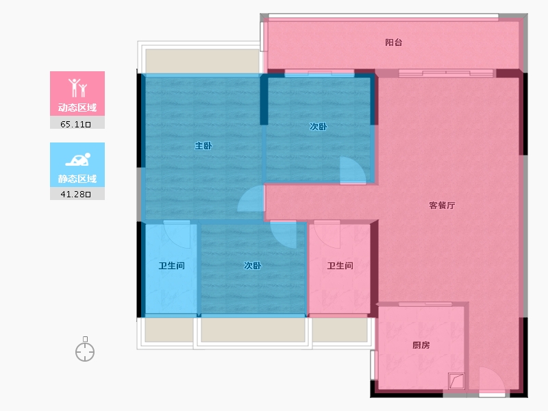 河南省-驻马店市-碧桂园天悦湾金科凤凰湾-96.80-户型库-动静分区