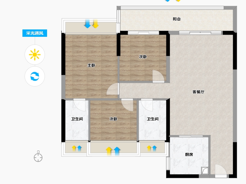 河南省-驻马店市-碧桂园天悦湾金科凤凰湾-96.80-户型库-采光通风