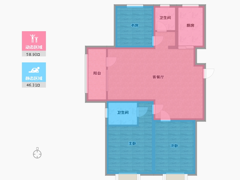 山东省-青岛市-正阳公馆-南区-94.98-户型库-动静分区