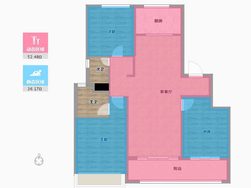 浙江省-杭州市-杭铁·和映云筑-85.91-户型库-动静分区