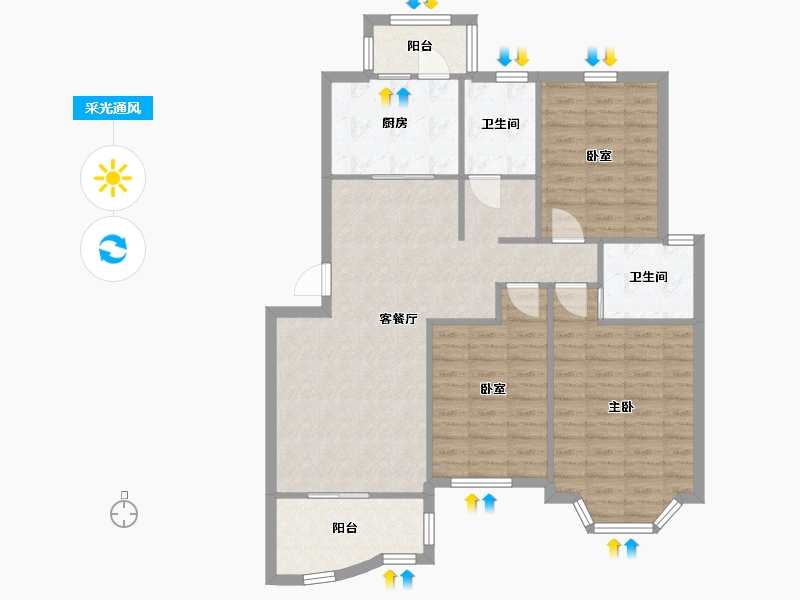 上海-上海市-新明星花园-二期-86.40-户型库-采光通风