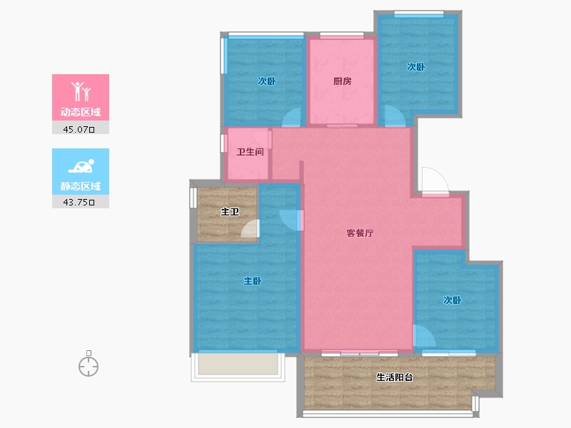 安徽省-合肥市-通和伟星翡翠印-95.25-户型库-动静分区