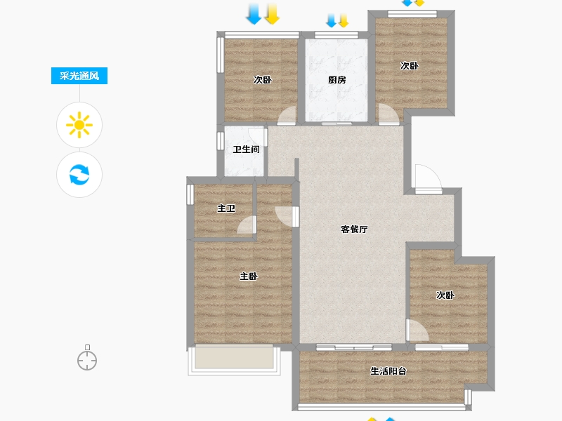 安徽省-合肥市-通和伟星翡翠印-95.25-户型库-采光通风