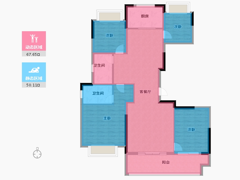 湖北省-武汉市-新城桃李郡-106.00-户型库-动静分区