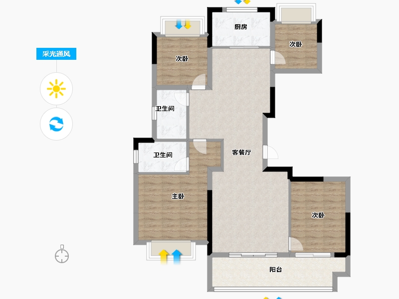 湖北省-武汉市-新城桃李郡-106.00-户型库-采光通风