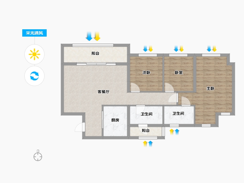 重庆-重庆市-金辉云缦长滩-88.04-户型库-采光通风