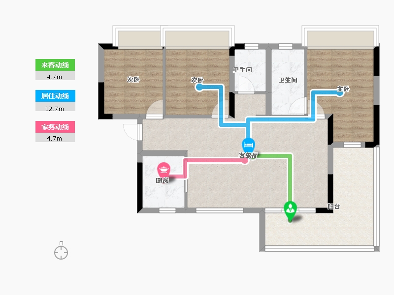 贵州省-遵义市-太东天骄一品-88.01-户型库-动静线