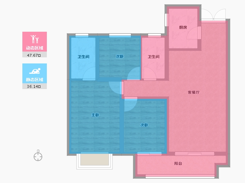 山西省-阳泉市-亿博天玺-74.37-户型库-动静分区