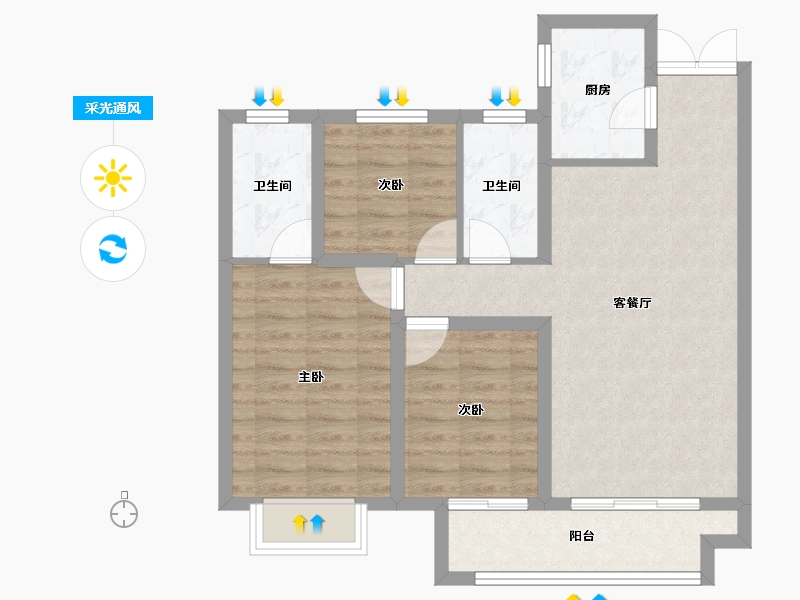 山西省-阳泉市-亿博天玺-74.37-户型库-采光通风